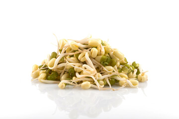 Pea seeds with sprouts close up