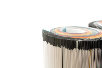 Colorful magazines close up photo