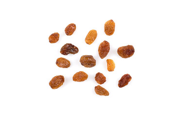 Sweet raisins on white