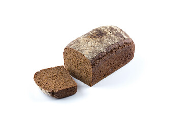 Rye bread slices isolated on white background