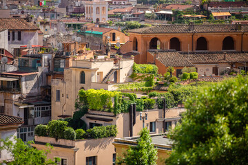 Obraz premium View of the city of Rome from above, from the terrace of the Pincio hill. Italy.