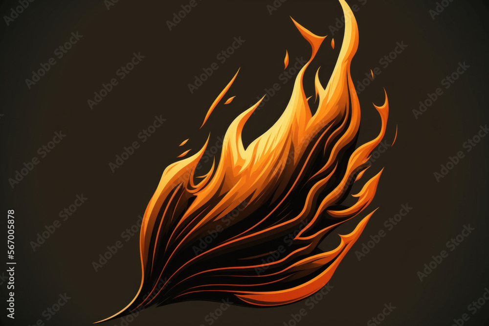 Wall mural orange flame on black background. generative ai