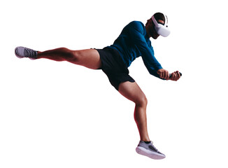 Male virtual reality gamer isolated on a transparent background © Jacob Lund
