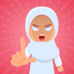 very angry cute girl with pointing hand