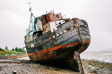 Shipwreck Old Boat of Caol in Corpach, Scotland.