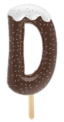 Letter D uppercase chocolate popsicle with cream and sprinkles