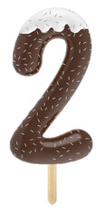 number 2 chocolate popsicle with cream and sprinkles