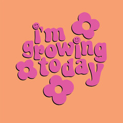 Retro Happy Flower Vector Art Illustration. Smiling Flower Icon. Vintage Slogan T shirt Print Design.