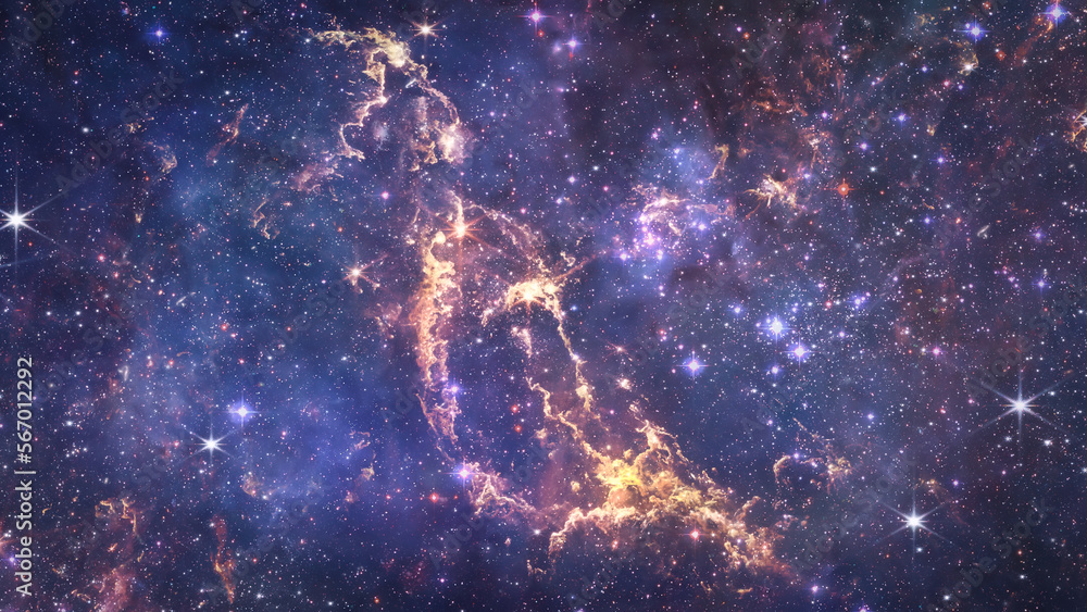 Poster night starry sky with galaxies and nebulas. galaxy and deep space. fantasy universe sci-fi wallpaper