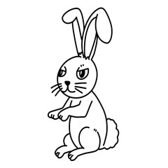 black and white of rabbit cartoon