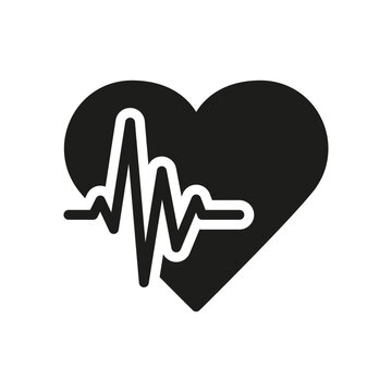 recommend clip art: Human Heart Beat Silhouette Symbol. Cardiogram Sign. Healthy Pulse Rhythm Glyph Pictogram. Emergency Cardiac Diagnosis. Heartbeat Icon. Isolated Vector Illustration