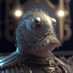 Portrait of a fish dressed as a royalty.