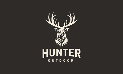 Elk Logo - Deer and Moose or Stag Hunting Outdoor Mountain Ranch