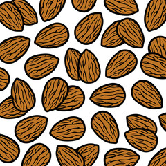 Almond pattern background set. Collection icons almond. Vector