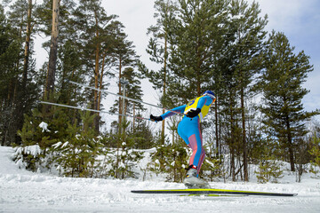 athlete skier run ski track race
