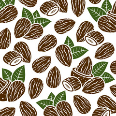 Almond pattern background set. Collection icons almond. Vector
