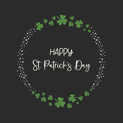 St. Patricks Day greeting card with shamrock decorative wreath