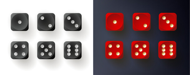 Set of dices in different colors. Vector