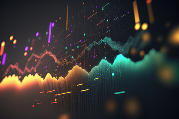 Abstract picture of the crypto world foundation. Colorful background with digital glitch and distortion effect. Futuristic cyberpunk design. Retrofit, web punk, rave techno neon colors. Generative AI