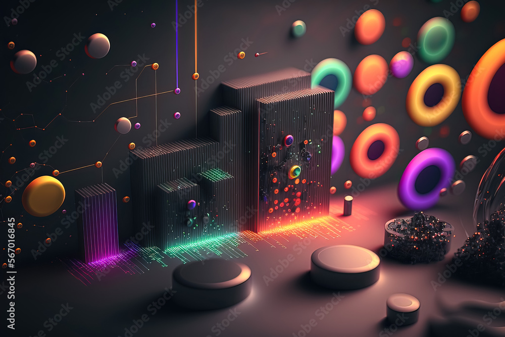 Wall mural abstract picture of the crypto world foundation. colorful background with digital glitch and distort