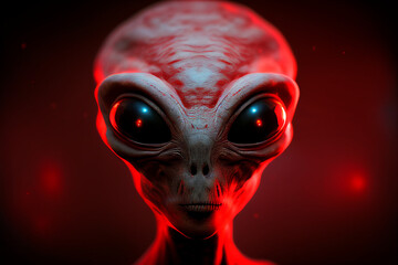 Mysterious alien in red tones With Generative AI