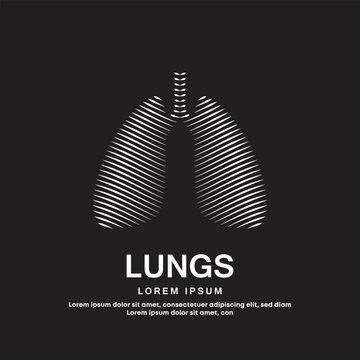 Human Lungs medical structure. simple line art Lungs logo design vector illustration on dark background. Lungs Care logo vector template suitable for organization, company, or community. EPS 10