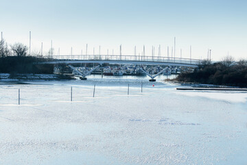 Brondby Strand port at winter Daytime Baltic sea