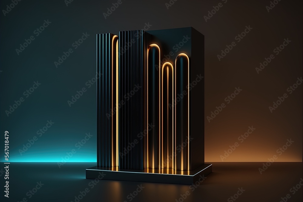 Poster for showcasing products, a minimalist abstract backdrop with a shining light line is ideal. generati