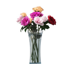 decorative flowers and plants for the interior,  isolated on transparent background, 3D illustration, cg render
