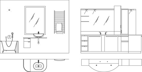 Modern minimalist model beautiful lavatory illustration vector sketch