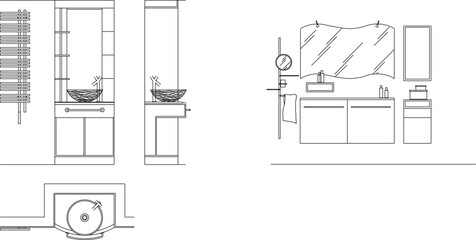 Modern minimalist model beautiful lavatory illustration vector sketch