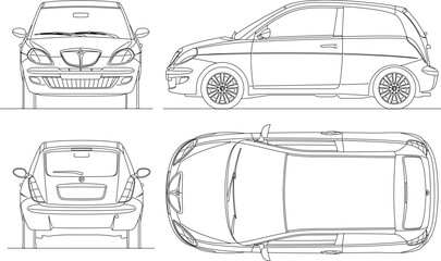 Family citycar illustration vector sketch