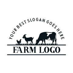 Farm animal logo inspiration. Vector illustration concept. white background farm animal badge.