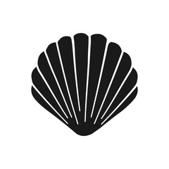 Scallop shell silhouette vector illustration. Illustrations for menu, seafood restaurant design, resort hotel spa, surf boards, wall art print