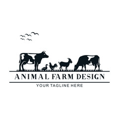 Farm animal logo inspiration. Vector illustration concept. white background farm animal badge.
