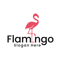 flamingo logo with pink color, animal art logo design illustration flamingo logo, vector template © afriliya