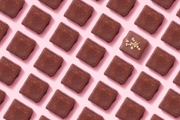 Fototapeta premium Handcrafted chocolate praline bonbons. Delicious dessert pattern
