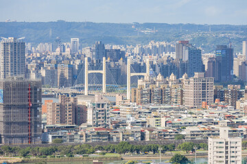 High angle view of the Taipei cityscape via Jiantanshan Trail