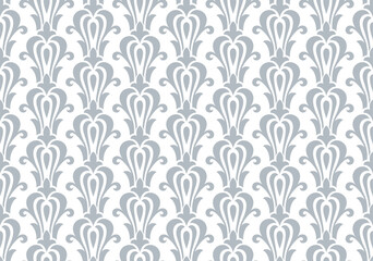 Flower geometric pattern. Seamless vector background. White and gray ornament.
