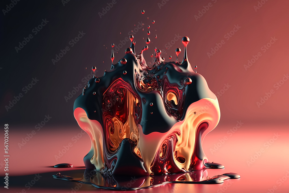 Canvas Prints abstract fluid red and black background with interlaced 3d distortion effect. futuristic liquid desi