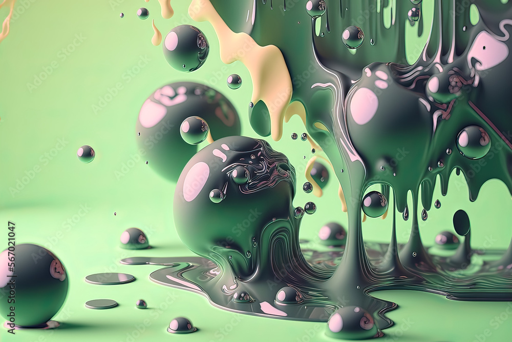 Canvas Prints abstract fluid green background with interlaced 3d distortion effect. futuristic liquid design. retr