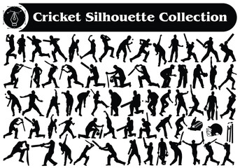 Cricket player betting and blowing silhouette Vector
