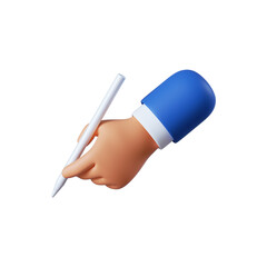 3d render. Cartoon character hand holds digital pen. Business icon, clip art isolated on white background. © NeoLeo