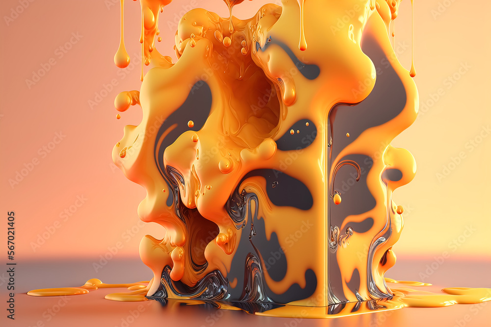 Canvas Prints abstract fluid yellow background with interlaced 3d distortion effect. futuristic liquid design. ret