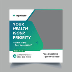 Medical Social Media Post Layouts , healthcare social media template.