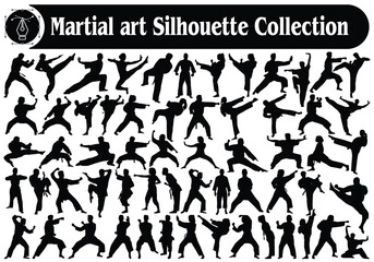 Martial art Male or Female silhouettes Vector Collection © Adopik