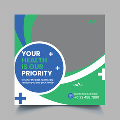 Medical Social Media Post Layouts , healthcare social media template.
