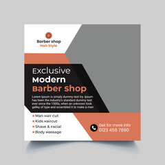 Barber shop hair salon social media post template. beauty spa business web banner design