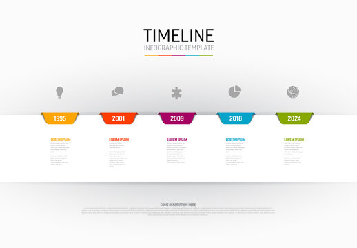 Light Timeline template with colorful tabs icons and description