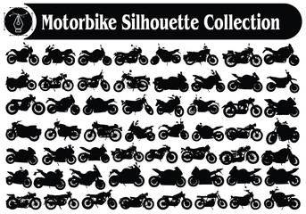 Vintage Motorbike and Modern Motorcycle Silhouettes Collection